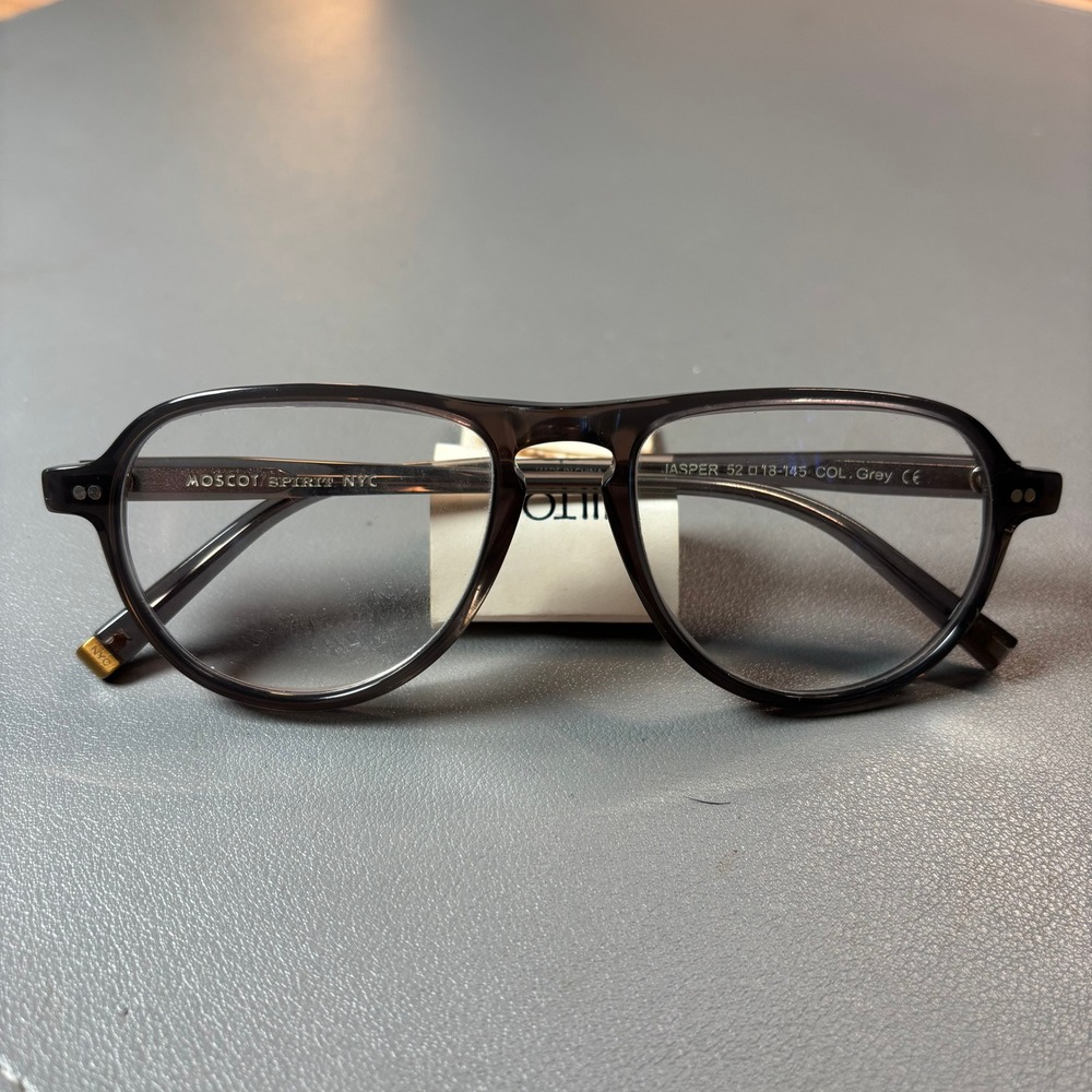 Moscot Spirit NYC Jasper Eyeglasses Grey Aviator Frames 52 18-145 Clear Lens